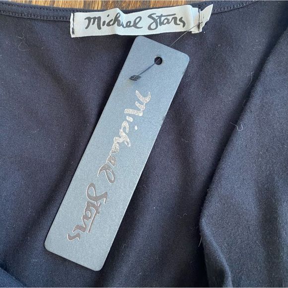 Michael Stars Crossover Ruched Midi Dress Sleeveless Revolve Black Large NWT - Picture 4 of 5